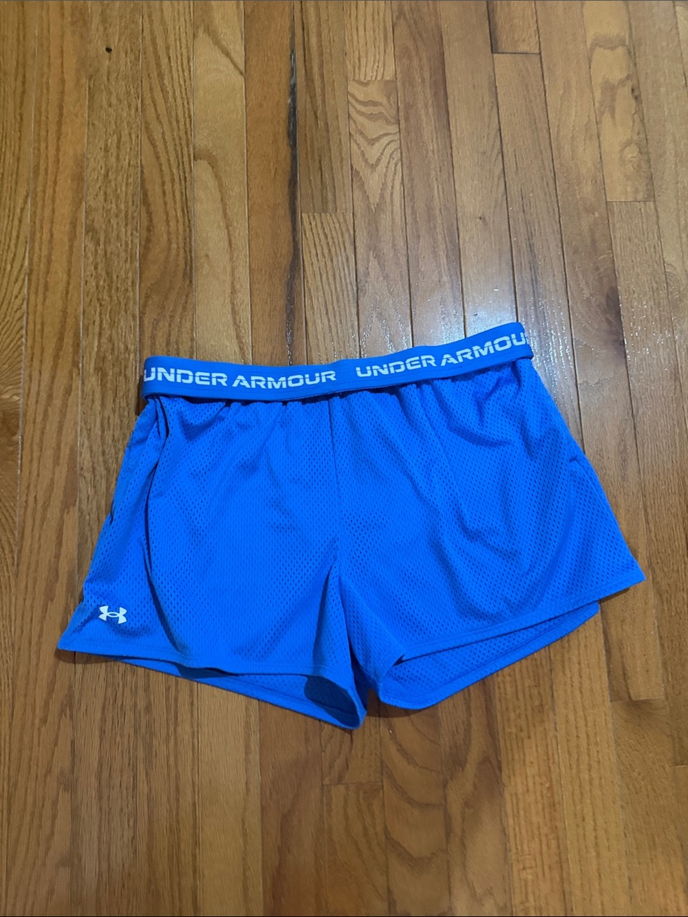 Under Armour Women's Bright Blue Athletic Mesh Shorts with Branded Waist